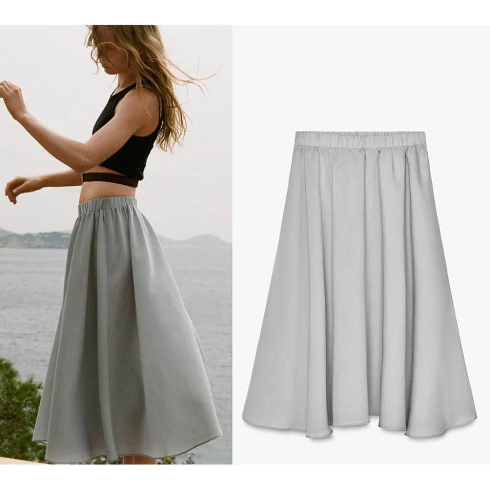 NEW ZARA voluminous flowy midi skirt 2180 size XS
